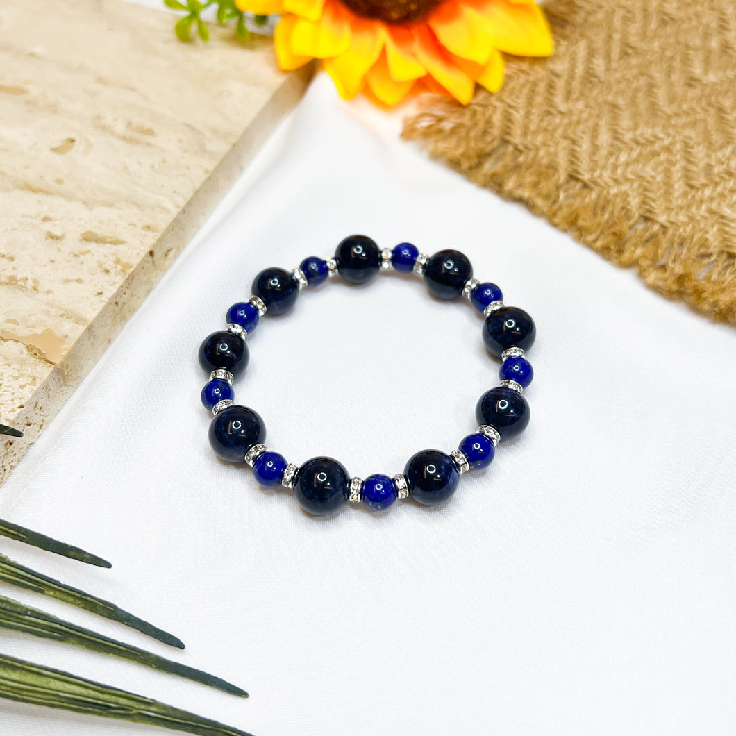 Lunar Blue Evil Eye (Sodalite, Lapis Lazuli) Crystal Bracelet