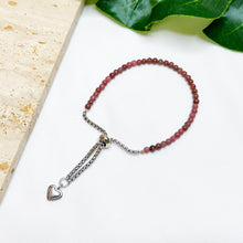 Load image into Gallery viewer, Rhodonite Stainless Steel Slider Crystal Bracelet
