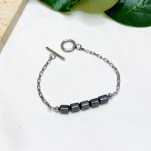 Load image into Gallery viewer, Hematite Stainless Steel Chain Crystal Bracelet
