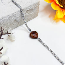 Load image into Gallery viewer, Faceted Red Tiger's Eye Heart Tennis Chain Crystal Bracelet
