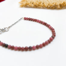 Load image into Gallery viewer, Rhodonite Stainless Steel Chain Crystal Bracelet
