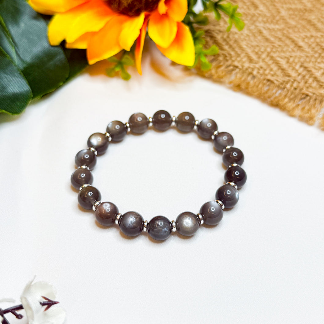 RARE Black Moonstone Crystal Bracelet (304 Stainless Steel Spacers)