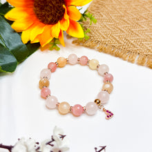 Load image into Gallery viewer, Sunset Pink (Rose Quartz, Peach Moonstone, Yan Yuan Agate) Crystal Bracelet
