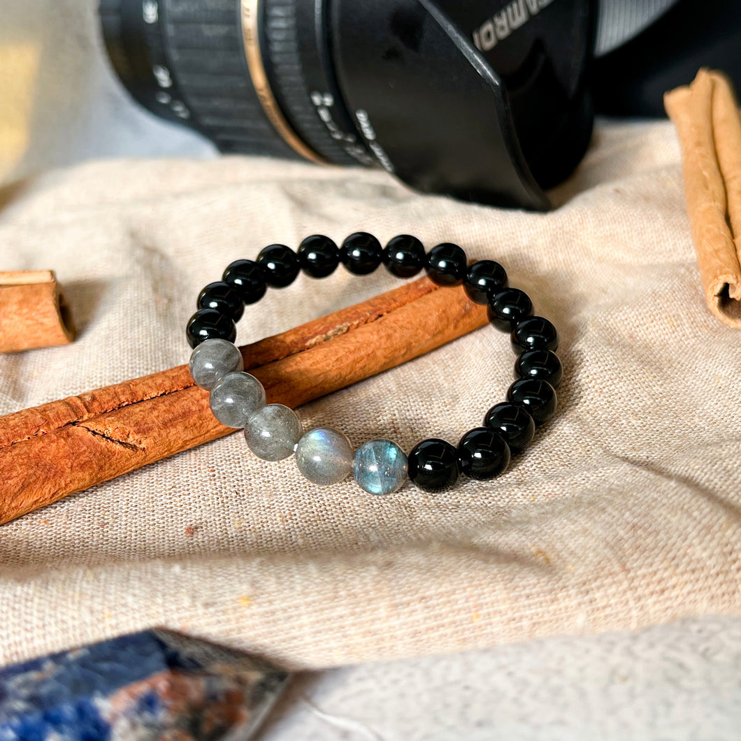 Labradorite x Black Tourmaline Crystal Bracelet