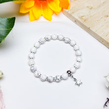 Load image into Gallery viewer, Mini Howlite Crystal Bracelet w/ 304 Stainless Steel Spacers
