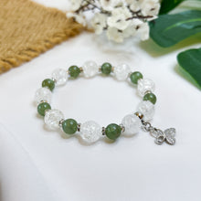 Load image into Gallery viewer, Green Apatite x Frosted Quartz (Butterfly Charm) Crystal Bracelet
