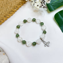 Load image into Gallery viewer, Green Apatite x Frosted Quartz (Butterfly Charm) Crystal Bracelet
