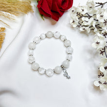 Load image into Gallery viewer, Snow (White Jade, Selenite, Frosted Clear Quartz) Crystal Bracelet
