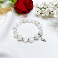 Load image into Gallery viewer, Snow (White Jade, Selenite, Frosted Clear Quartz) Crystal Bracelet
