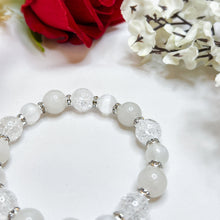 Load image into Gallery viewer, Snow (White Jade, Selenite, Frosted Clear Quartz) Crystal Bracelet
