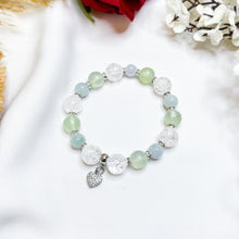 Load image into Gallery viewer, Tinkerbell (Green Jade, Prehnite, Frosted Clear Quartz) Crystal Bracelet
