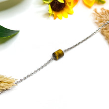 Load image into Gallery viewer, Yellow Tiger&#39;s Eye Barrel Crystal Stainless Steel Chain Bracelet
