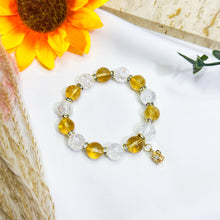 Load image into Gallery viewer, Honey Citrine x Crackled Clear Quartz Crystal Bracelet
