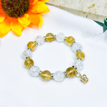 Load image into Gallery viewer, Honey Citrine x Crackled Clear Quartz Crystal Bracelet

