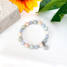 Load image into Gallery viewer, Candy Floss (Blue Lace Agate, Pink Conch, Green Jade) Crystal Bracelet
