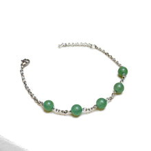 Load image into Gallery viewer, Mini Green Aventurine Stainless Steel Chain Bracelet
