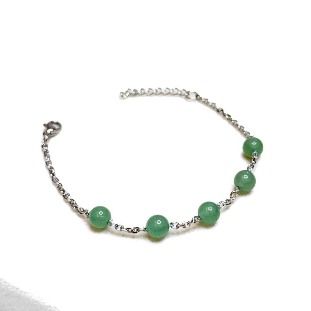 Mini Green Aventurine Stainless Steel Chain Bracelet