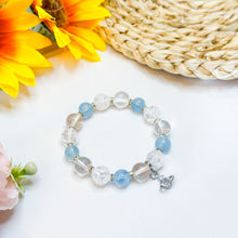 Load image into Gallery viewer, Aquamarine x Clear Quartz x Crackled Clear Quartz Crystal Bracelet
