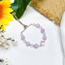 Load image into Gallery viewer, Princess Euphoria (Kunzite, Blue Chalcedony) Signature Ameliorate Stainless Steel Crystal Bracelet Slider
