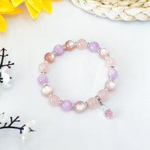 Load image into Gallery viewer, Peach Blossom (Rose Quartz, Pink Mica, Kunzite) Crystal Bracelet
