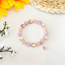 Load image into Gallery viewer, Peach Blossom (Rose Quartz, Pink Mica, Kunzite) Crystal Bracelet
