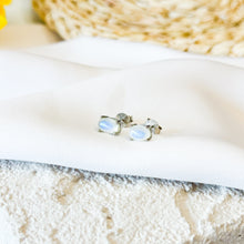 Load image into Gallery viewer, Rainbow Moonstone S925 Sterling Silver Stud Crystal Earrings
