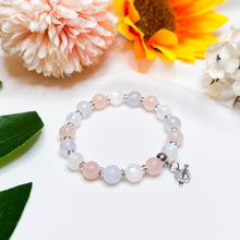 Load image into Gallery viewer, Pastel Blend of Love (Rose Quartz, Blue Chalcedony, Rainbow Moonstone) Crystal Bracelet
