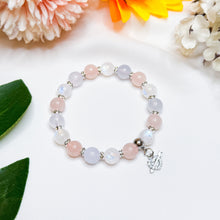 Load image into Gallery viewer, Pastel Blend of Love (Rose Quartz, Blue Chalcedony, Rainbow Moonstone) Crystal Bracelet
