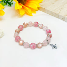 Load image into Gallery viewer, Peach Flower (Rose Quartz, Pink Mica, Sakura Rhodonite) Crystal Bracelet
