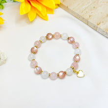 Load image into Gallery viewer, Peach Honey (Rose Quartz, Pink Mica, Icy White Jade) Crystal Bracelet (Copy)
