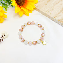 Load image into Gallery viewer, Peach Honey (Rose Quartz, Pink Mica, Icy White Jade) Crystal Bracelet (Copy)
