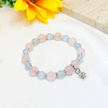 Load image into Gallery viewer, Pink Oceans (Rose Quartz, Aquamarine) Crystal Bracelet
