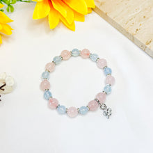 Load image into Gallery viewer, Pink Oceans (Rose Quartz, Aquamarine) Crystal Bracelet
