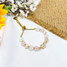 Load image into Gallery viewer, Princess Ethereal (Rose Quartz, Rainbow Moonstone, Pearl) Crystal Signature Slider Bracelet
