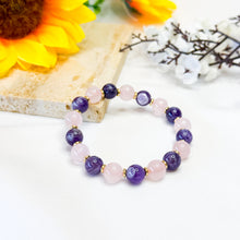 Load image into Gallery viewer, Rose Quartz x Chevron Amethyst Crystal Bracelet
