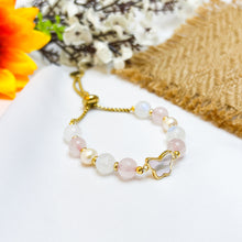 Load image into Gallery viewer, Princess Ethereal (Rose Quartz, Rainbow Moonstone, Pearl) Crystal Signature Slider Bracelet
