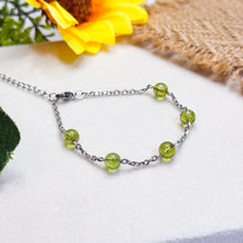 Load image into Gallery viewer, Peridot Stainless Steel Chain Crystal Bracelet
