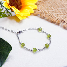 Load image into Gallery viewer, Peridot Stainless Steel Chain Crystal Bracelet

