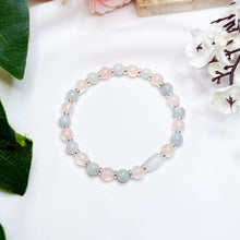 Load image into Gallery viewer, Mini Matcha (Prehnite Barrel, Green Jade, Rose Quartz) Crystal Bracelet
