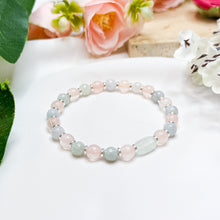 Load image into Gallery viewer, Mini Matcha (Prehnite Barrel, Green Jade, Rose Quartz) Crystal Bracelet
