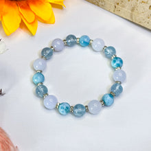 Load image into Gallery viewer, Sea Blue (Larimar, Blue Topaz, Blue Chalcedony) Crystal Bracelet
