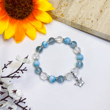 Load image into Gallery viewer, Sea Clouds (Larimar, Blue Topaz, Crackled Clear Quartz) Crystal Bracelet
