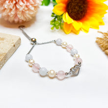 Load image into Gallery viewer, Princess Layla (Rose Quartz, Jade, Freshwater Pearls) Signature Crystal Chain Bracelet
