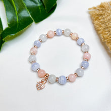 Load image into Gallery viewer, Cotton Clouds (Pink Opal, Blue Lace Agate, Green Jade) Crystal Bracelet
