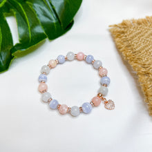 Load image into Gallery viewer, Cotton Clouds (Pink Opal, Blue Lace Agate, Green Jade) Crystal Bracelet
