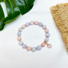 Load image into Gallery viewer, Cotton Clouds (Pink Opal, Blue Lace Agate, Green Jade) Crystal Bracelet
