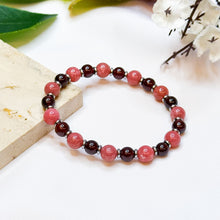 Load image into Gallery viewer, Mini Cherry (Garnet, Rhodonite) Crystal Bracelet
