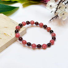 Load image into Gallery viewer, Mini Cherry (Garnet, Rhodonite) Crystal Bracelet
