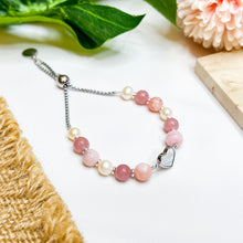 Load image into Gallery viewer, Princess Aurora Ameliorate&#39;s Signature Slider Crystal Bracelet (Guava Quartz, Pink Opal, Freshwater Pearls)
