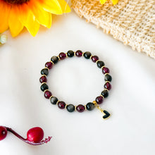 Load image into Gallery viewer, Mini Dahlia (Silver Sheen Obsidian, Garnet) Crystal Bracelet

